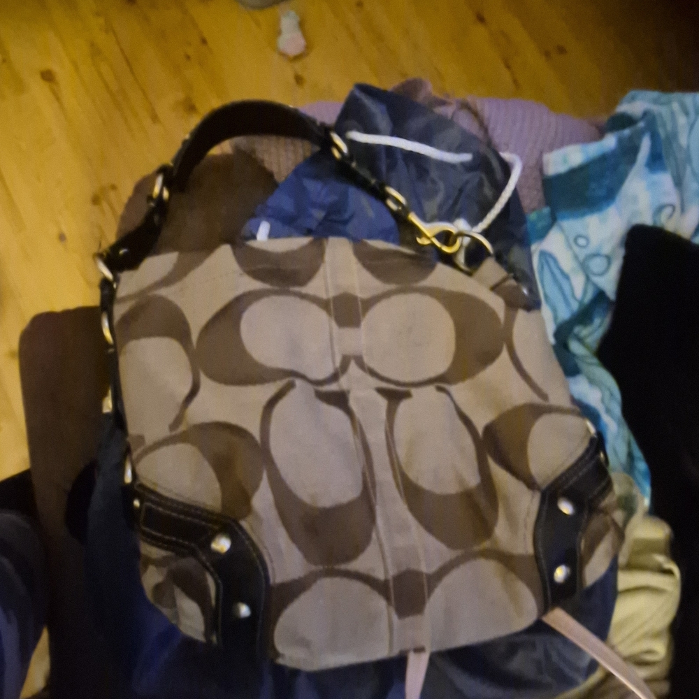 Coach Tan and Brown Shoulder Bag